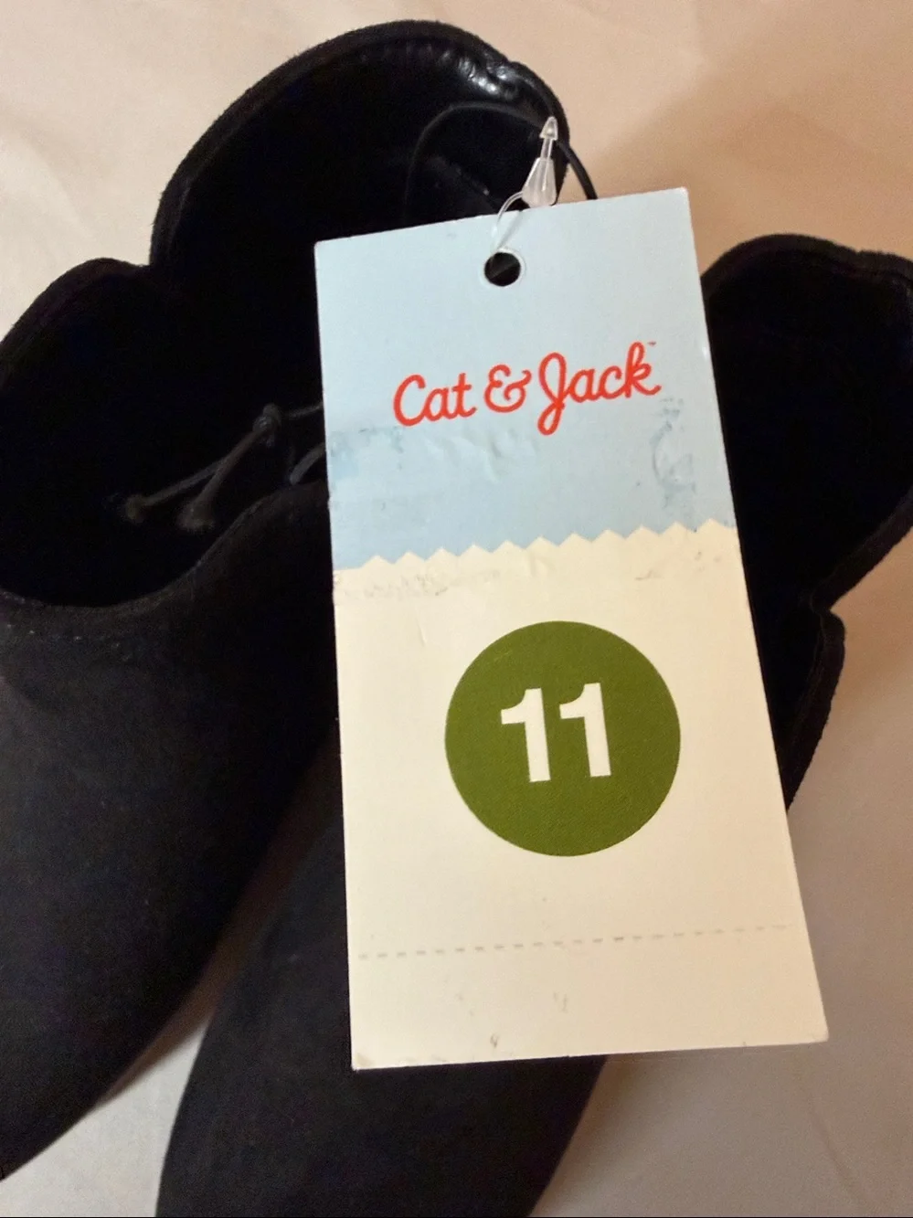 Cat & Jack kids black Penelope ankle boots zippers new faux suede 11